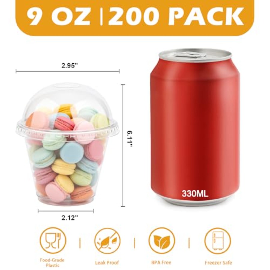200 Pack 9 oz Clear Plastic Cu – обзор и цена Plastic Dome Clear