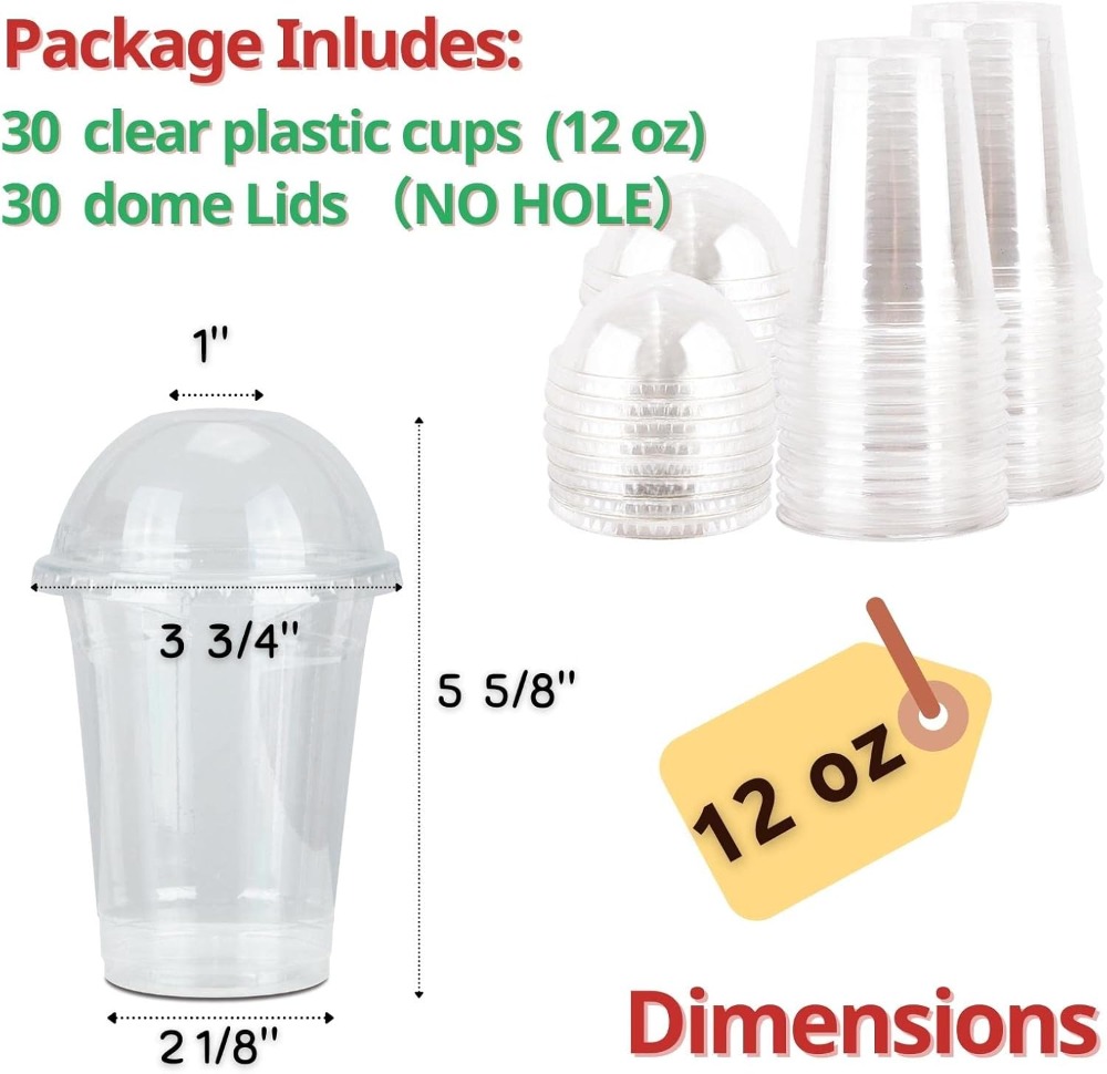 30 Sets 12 oz Clear Plastic Cu – обзор и цена Plastic Dome Clear