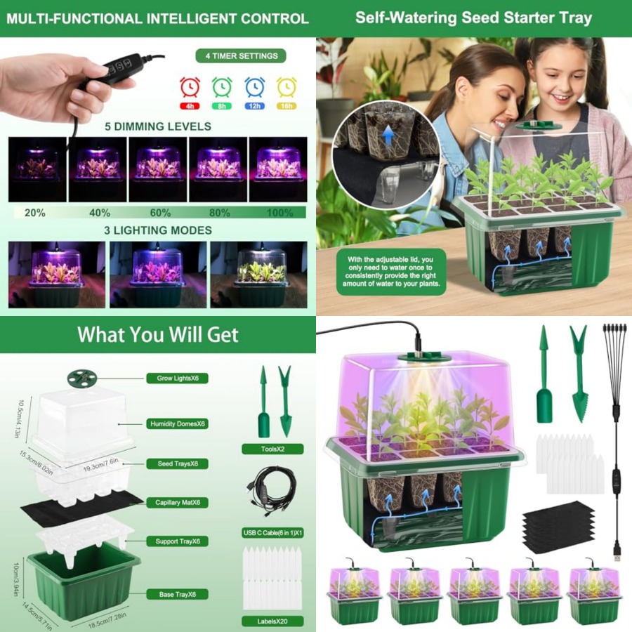 Seed Starter Tray with Light,  – обзор и цена Humidity Dome Kit