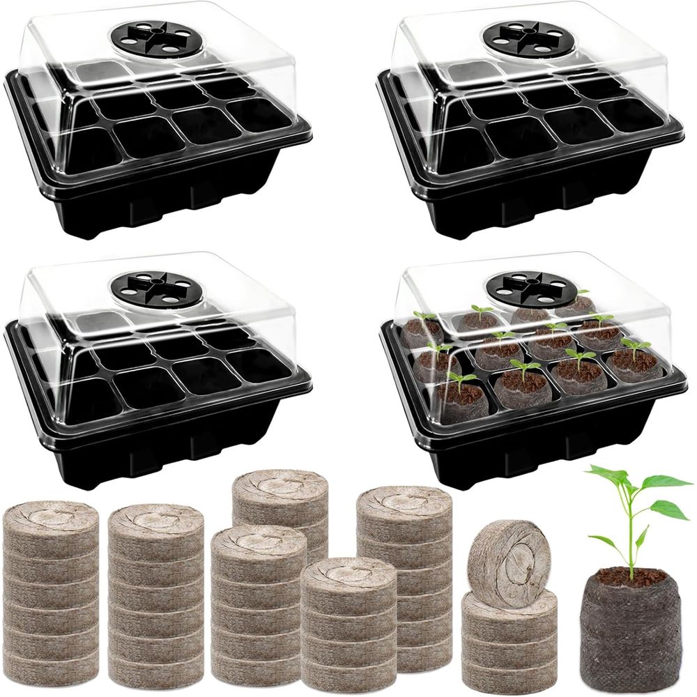 4 Pack Seed Starter Tray with  – обзор и цена Peat Pellet Tray