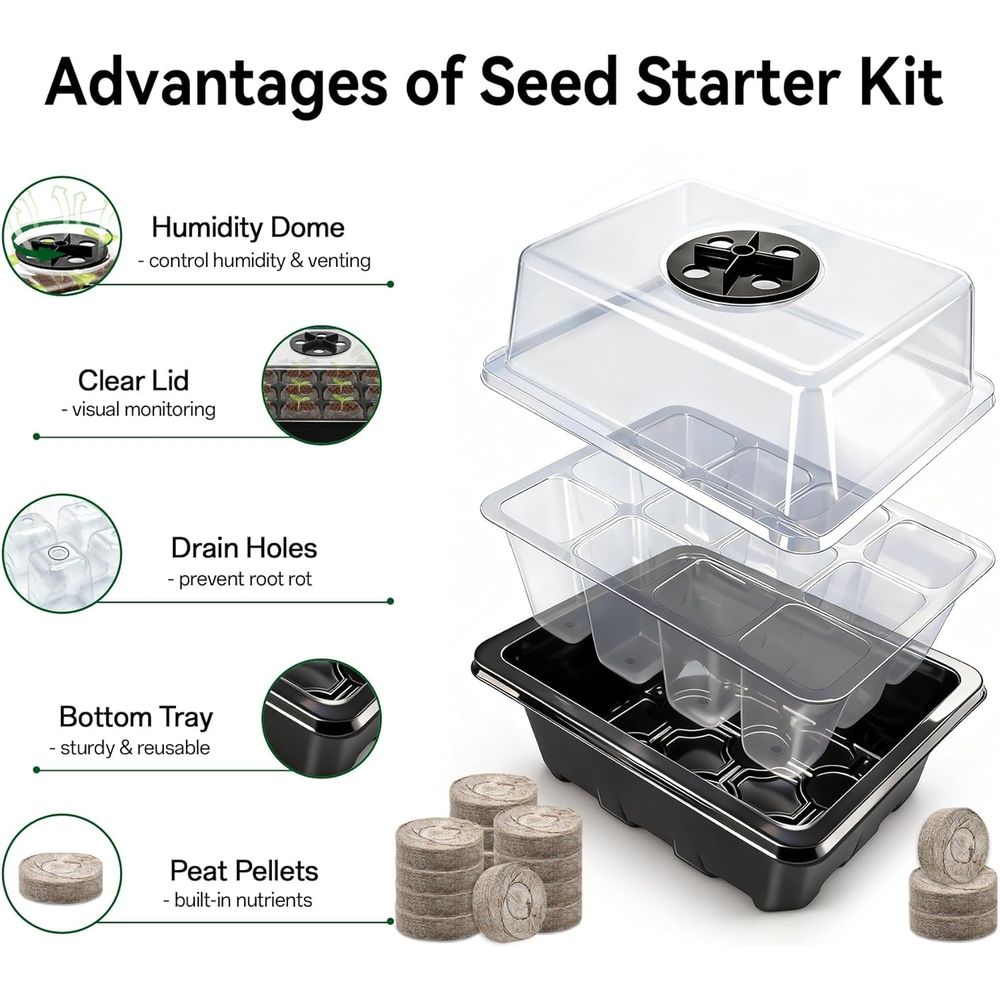 4 Pack Seed Starter Tray with  – обзор и цена Peat Pellet Tray