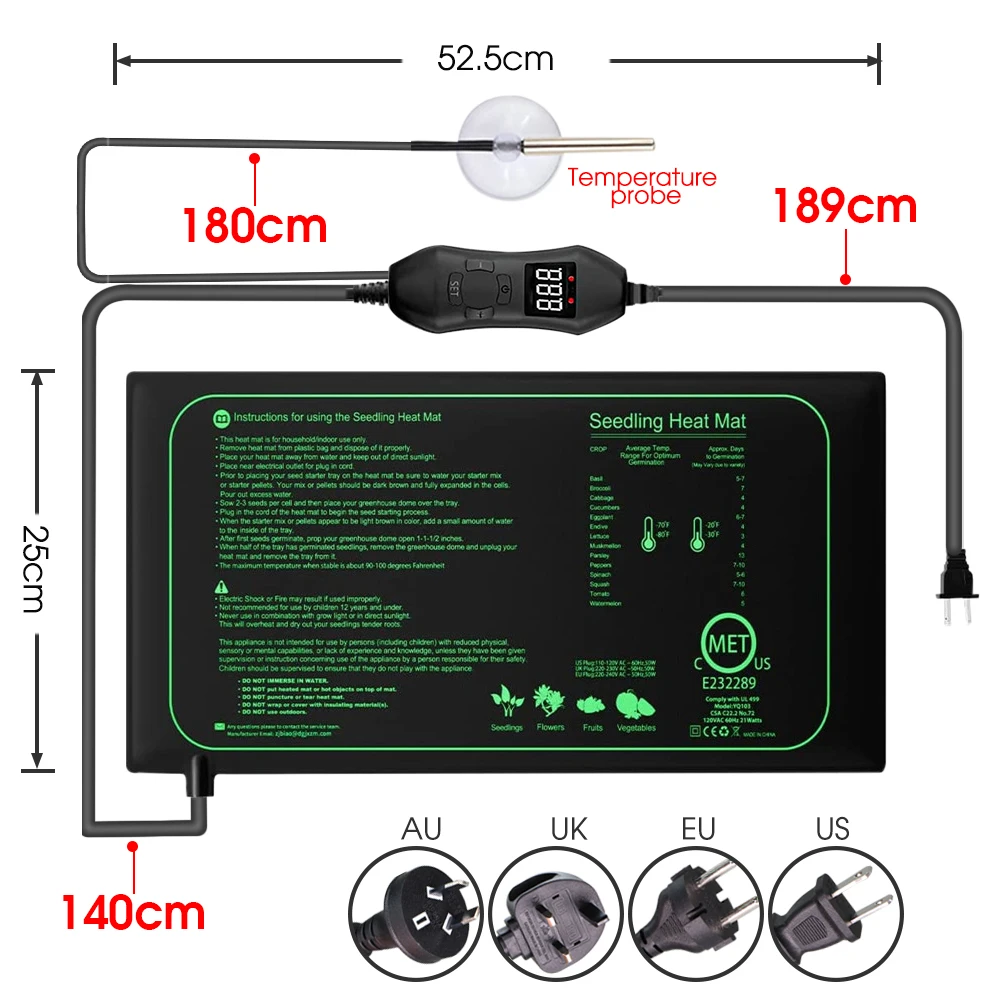 50W EU-US/UK/AU Adjustable The – обзор и цена Heat Mat Seedling