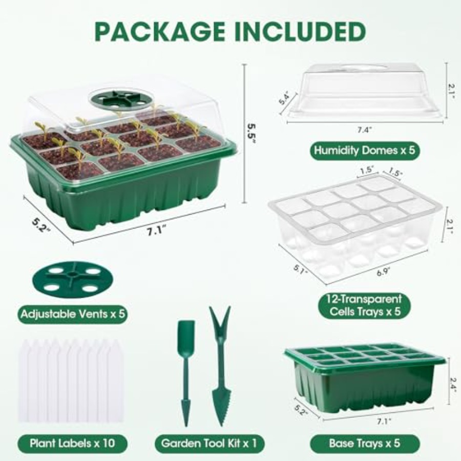 5 Packs Seed Starter Tray with – обзор и цена Humidity Dome Kit